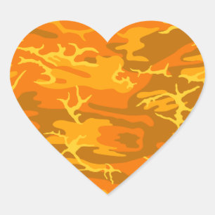 Orange Camo Heart Sticker