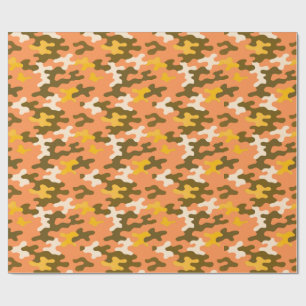 Orange Camo Wrapping Paper