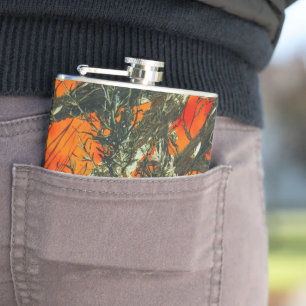 Orange Camouflage Design Hip Flask
