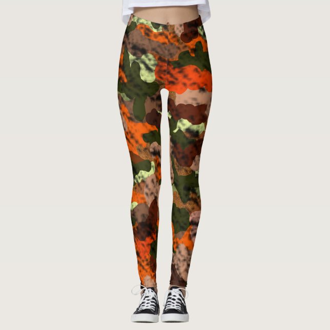 Orange Camouflage Hunter Leggings (Front)
