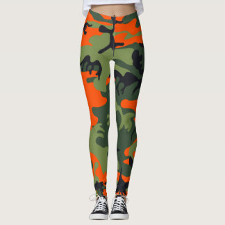 Orange camouflage leggings