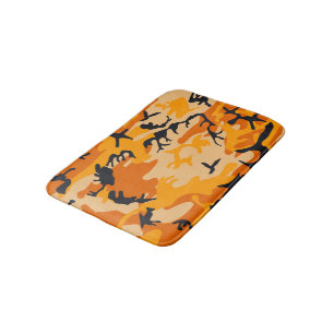 Orange Camouflage, Military, Army Bath Mat