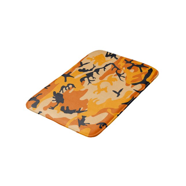 Orange Camouflage, Military, Army Bath Mat (Angled)