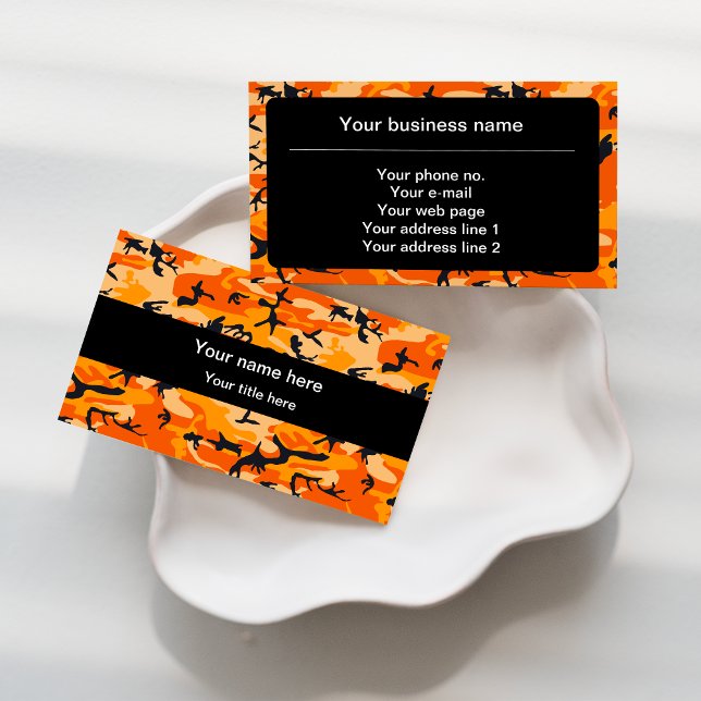 Orange Camouflage, Military, Army Business Card (Creator Uploaded)