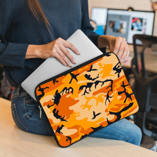Orange Camouflage, Military, Army Laptop Sleeve