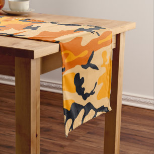 Orange Camouflage, Military, Army Short Table Runner