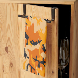Orange Camouflage, Military, Army Tea Towel