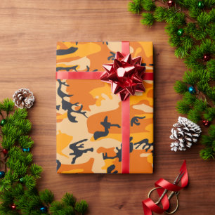 Orange Camouflage, Military, Army Wrapping Paper