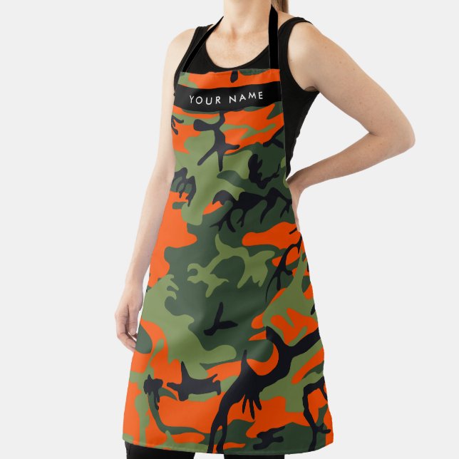 Orange Camouflage Pattern, Your name, Personalise Apron (Insitu)
