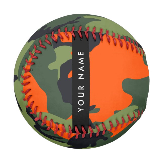 Orange Camouflage Pattern, Your name, Personalise Baseball (Front Left)