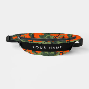 Orange Camouflage Pattern, Your name, Personalise Bum Bags