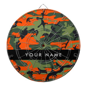 Orange Camouflage Pattern, Your name, Personalise Dartboard