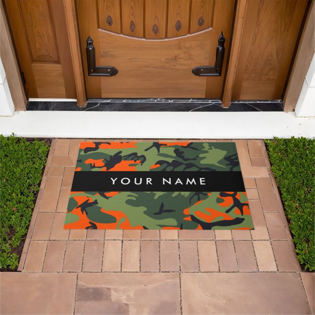 Orange Camouflage Pattern, Your name, Personalise Doormat (Outdoor)
