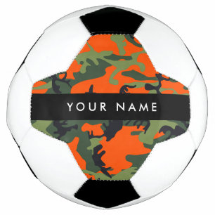 Orange Camouflage Pattern, Your name, Personalise Football