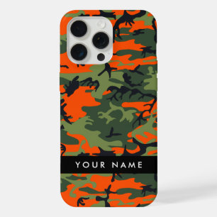 Orange Camouflage Pattern, Your name, Personalise iPhone 15 Pro Max Case