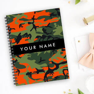 Orange Camouflage Pattern, Your name, Personalise Notebook