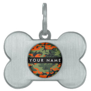 Orange Camouflage Pattern, Your name, Personalise Pet ID Tag