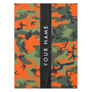 Orange Camouflage Pattern, Your name, Personalise Tablecloth