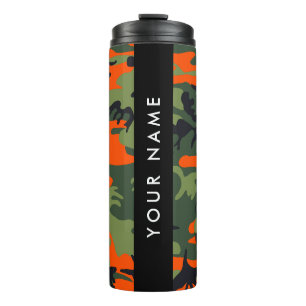 Orange Camouflage Pattern, Your name, Personalise Thermal Tumbler