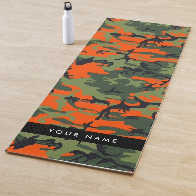 Orange Camouflage Pattern, Your name, Personalise Yoga Mat (In Situ)