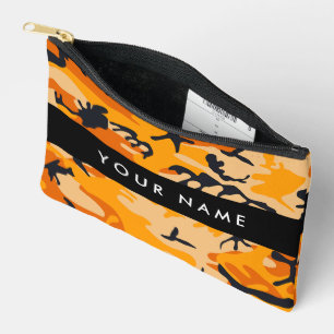 Orange Camouflage Your name Personalise Accessory Pouch