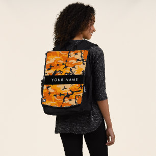 Orange Camouflage Your name Personalise Backpack