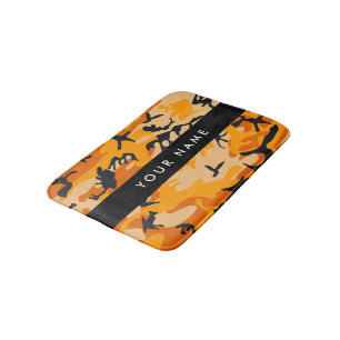 Orange Camouflage Your name Personalise Bath Mat
