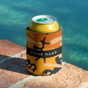 Orange Camouflage Your name Personalise Can Cooler
