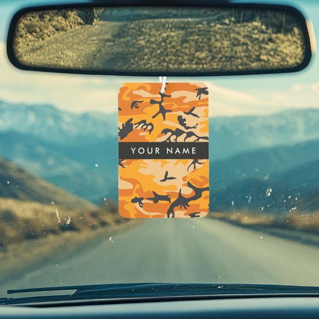 Orange Camouflage Your name Personalise Car Air Freshener (Creator Uploaded)