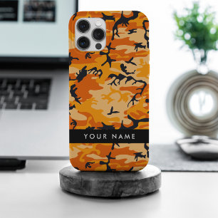 Orange Camouflage Your name Personalise iPhone 15 Pro Max Case