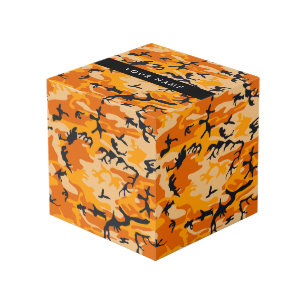 Orange Camouflage Your name Personalise Cube