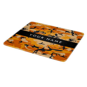 Orange Camouflage Your name Personalise Cutting Board