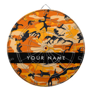 Orange Camouflage Your name Personalise Dartboard
