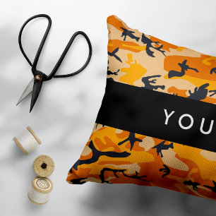 Orange Camouflage Your name Personalise Decorative Cushion