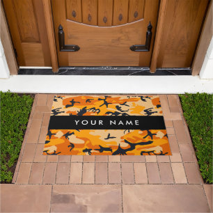 Orange Camouflage Your name Personalise Doormat