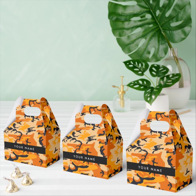 Orange Camouflage Your name Personalise Favour Box (Multiple)