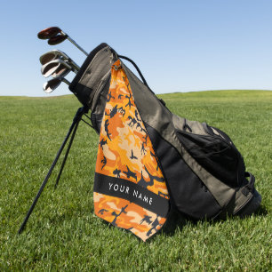 Orange Camouflage Your name Personalise Golf Towel