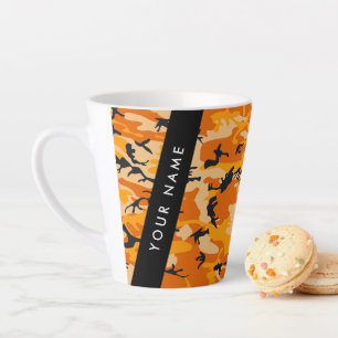 Orange Camouflage Your name Personalise Latte Mug