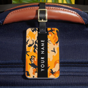 Orange Camouflage Your name Personalise Luggage Tag