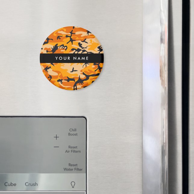 Orange Camouflage Your name Personalise Magnet (In Situ (Fridge))