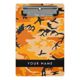 Orange Camouflage Your name Personalise Mini Clipboard