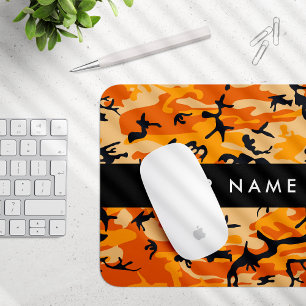 Orange Camouflage Your name Personalise Mouse Mat