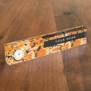 Orange Camouflage Your name Personalise Nameplate