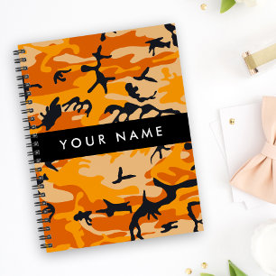 Orange Camouflage Your name Personalise Notebook
