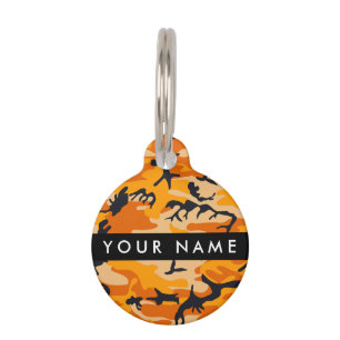 Orange Camouflage Your name Personalise Pet Tag
