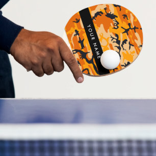 Orange Camouflage Your name Personalise Ping Pong Paddle