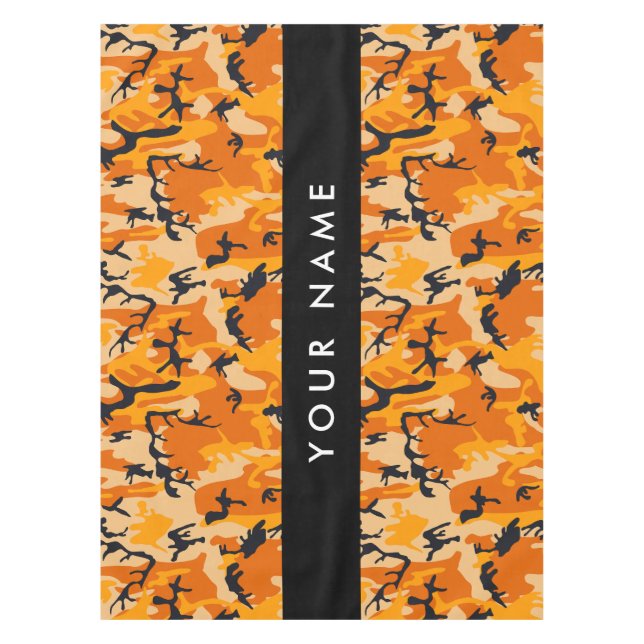 Orange Camouflage Your name Personalise Tablecloth (Front)