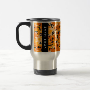 Orange Camouflage Your name Personalise Travel Mug