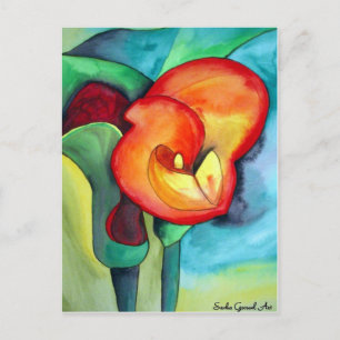 Orange Canna lily original watercolor art Postcard