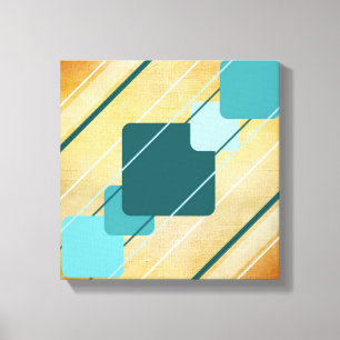 Orange Canvas Teal Geometric AP0010 Wrapped Canvas
